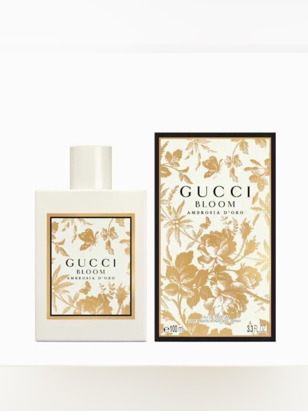 Gucci Bloom Ambrosia D'Oro Women Perfume - White & Gold Floral Bottle